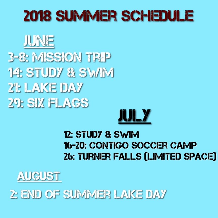 The U 2018 Summer Schedule
