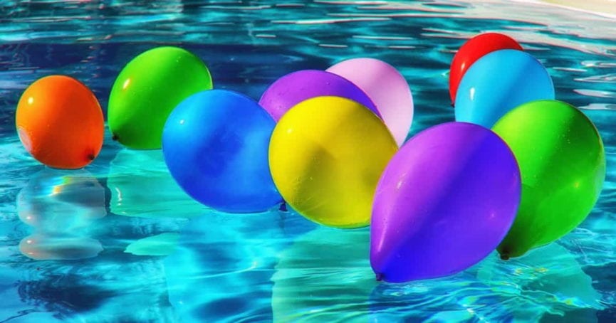 swimming pool with balloons
